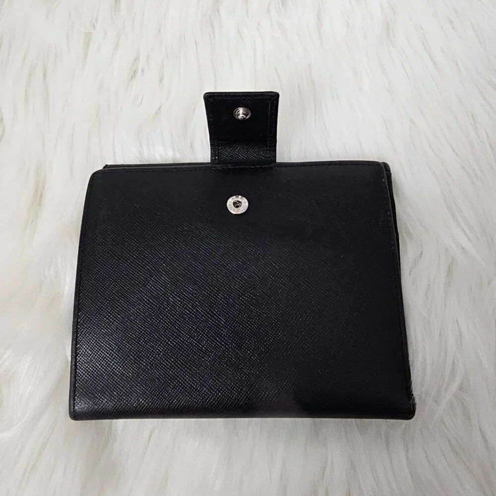 Prada Milano Saffiano Leather Compact Bifold Black Wallet